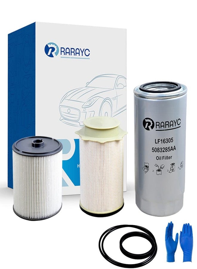 RARAYC مجموعة فاصل الماء وفلتر الوقود RARAYC سعة 6.7 لتر من Cummins لمحركات Ram Turbo Diesel موديل 2019-2020 (68157291AA، 68436631AA) وفلتر الزيت (5083285AA). - Image 1