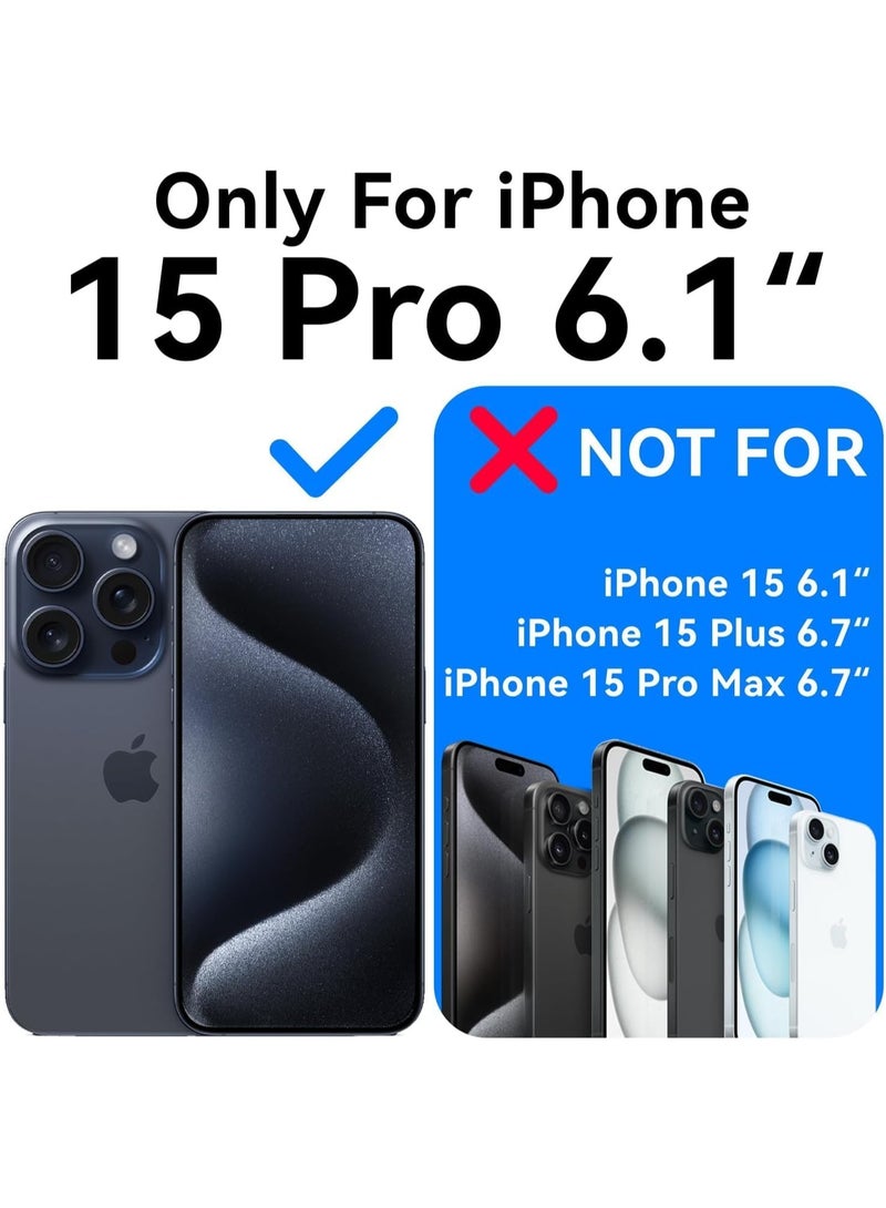 MUDISO iPhone 15 Pro Finger Case Cover Finger Grip Card Holder PU Leather Case Shockproof Back Card Storage & built-in Kickstand Cover for iPhone 15 Pro 6.1-inch - Image 2