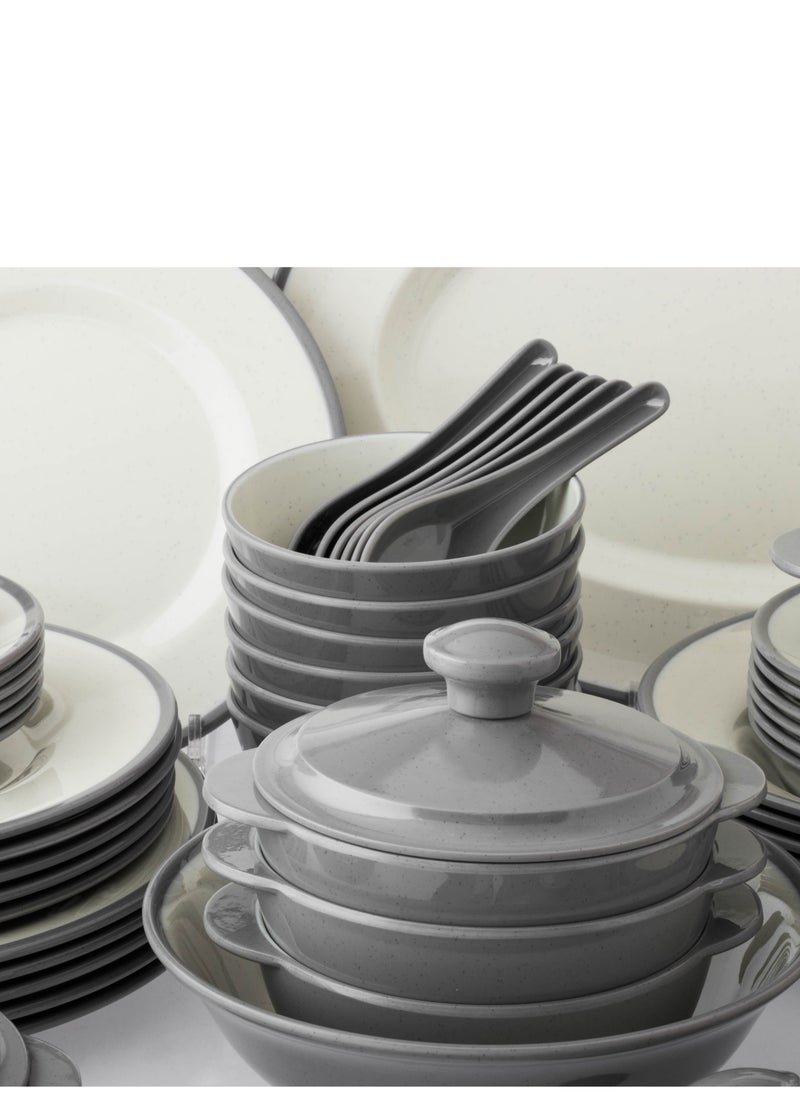 CC Bin Shihon 57-Piece Dinner Set Made of High Quality Melamine, Safe in Dishwasher and Microwave  - Image 2