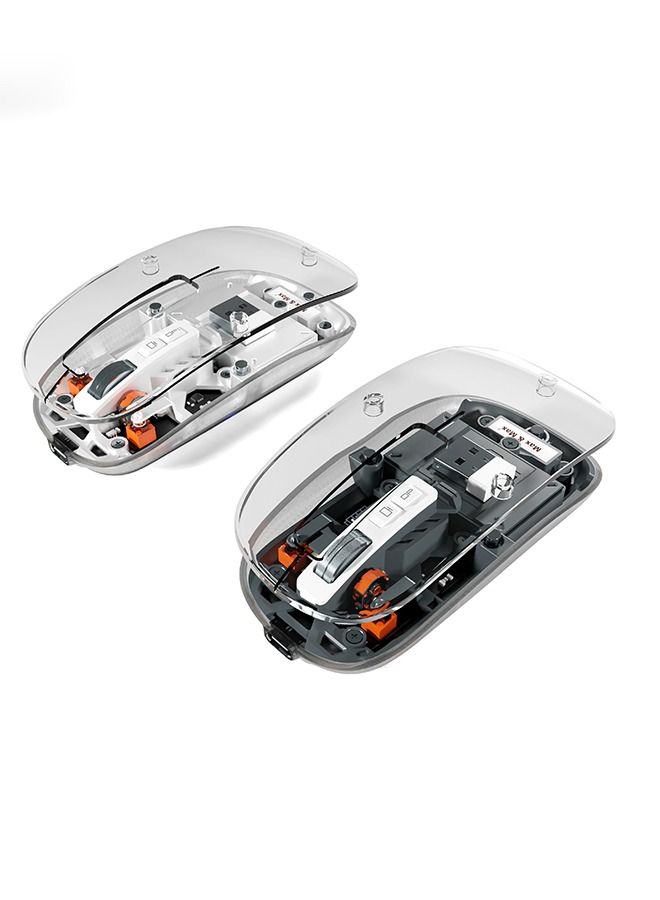 Max & Max Wireless Rechargeable Transparent Mouse – Crystal Design Gaming Mouse with Adjustable DPI, Triple Mode (2.4G + Bluetooth), Silent Click for PC, Laptop, Mac, iPhone & Android – Grey - Image 4