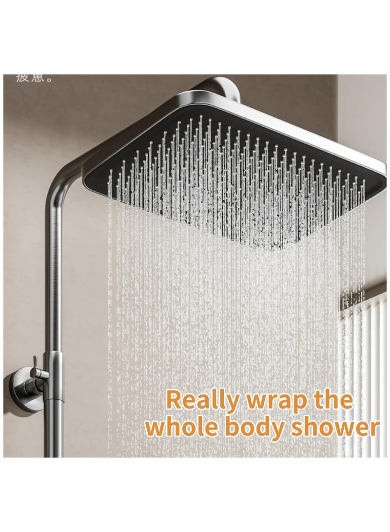 YD Shower System with LED Digital Display and Atmosphere Lamp, Piano Key Shower System, Intelligent Bathroom Shower Mixer Set with Booster Spray,Bathroom Shower,Overhead Shower and Adjustable Hand Shower - Image 3