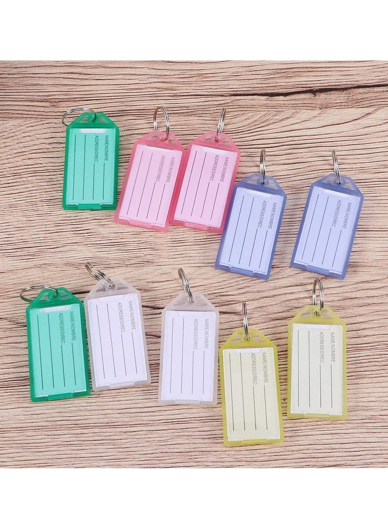 SYOSI Key Chain, SYOSI 100 Pcs Classified Tag Luggage Assorted Color Plastic Key Chain Labels for Pets Hotel Home Office Key Cabinet - Image 5