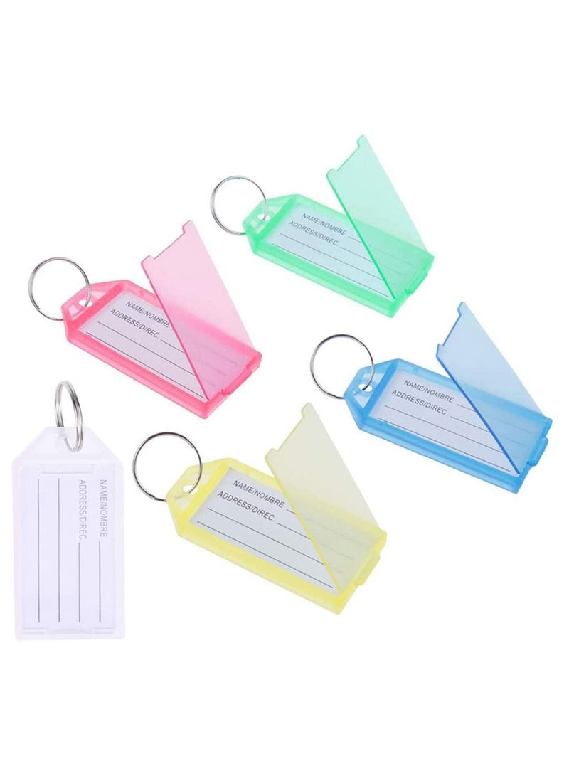 SYOSI Key Chain, SYOSI 100 Pcs Classified Tag Luggage Assorted Color Plastic Key Chain Labels for Pets Hotel Home Office Key Cabinet - Image 1