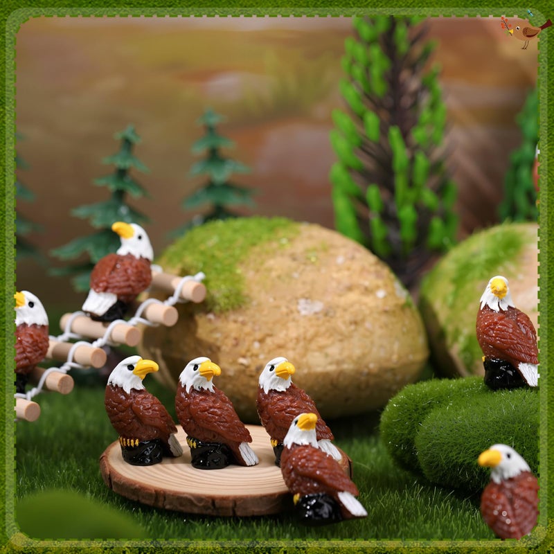 GGSTDDUP 50 Pcs Mini Resin Bald Eagle, Wildlife American Bald Eagle Garden Statue, Miniature Patriotic Bald Eagle Bird Figurines for Independence Day Party Outdoor Lawn Garden Cake Topper - Image 4