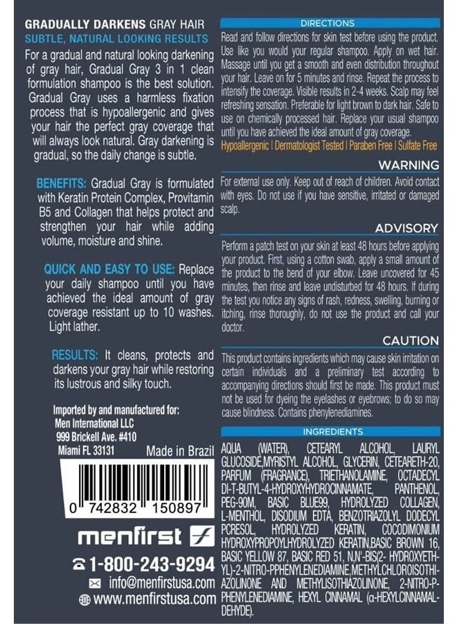 MENFIRST Gradual Gray 3-in-1 Hair Darkening Shampoo and Conditioner for Men, Gradually Reduce Grey and White Hair Color for Natural Looking Results - Image 2