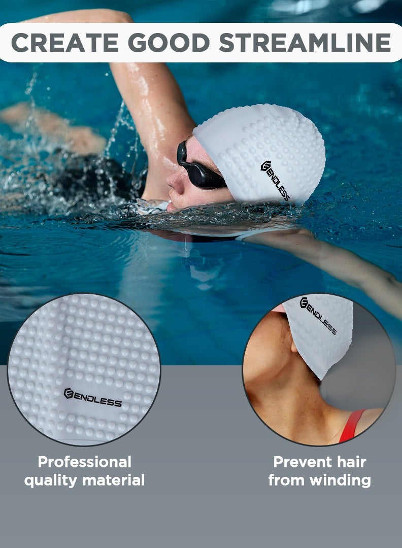 ENDLESS  Comfortable Silicon Swimming Cap with Ergonomic Ear Pockets | Fully Elastic Waterproof Cap for Long and Short Hair with Thicker Edge | For Women and Men - Image 5