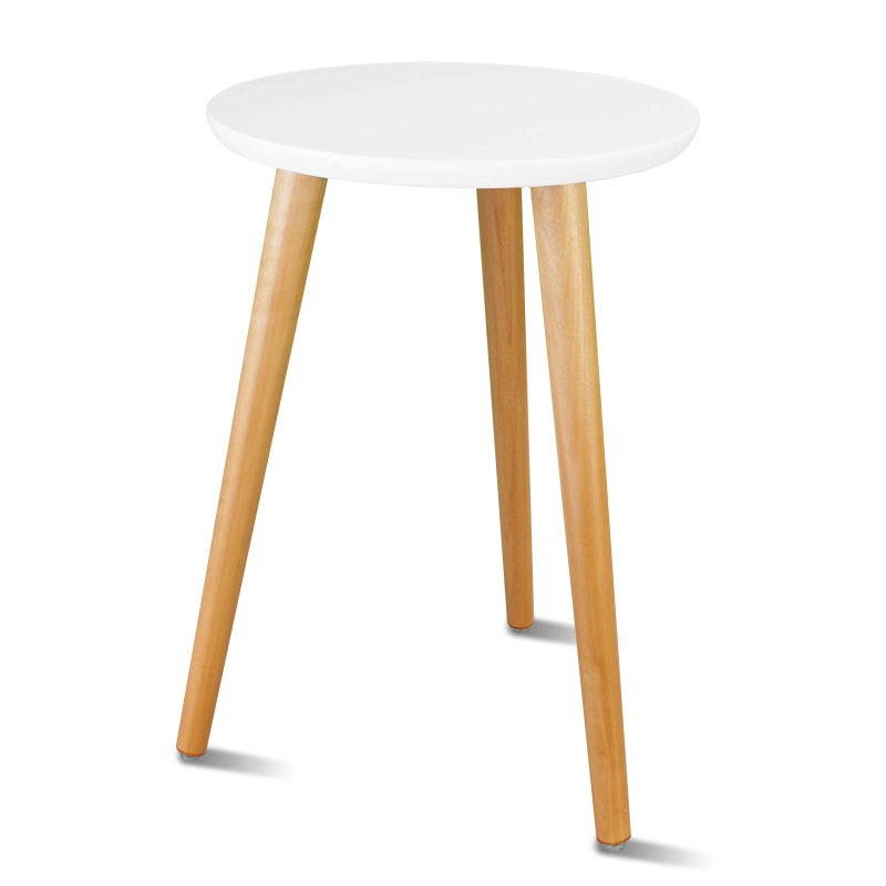 Uneedem Wood Mid Century Plant Stand for Indoor Plants, Modern Table, Tall Holder for Flower Pots, Small Round Side/End Table(A2 White, High: 16.5") - Image 1