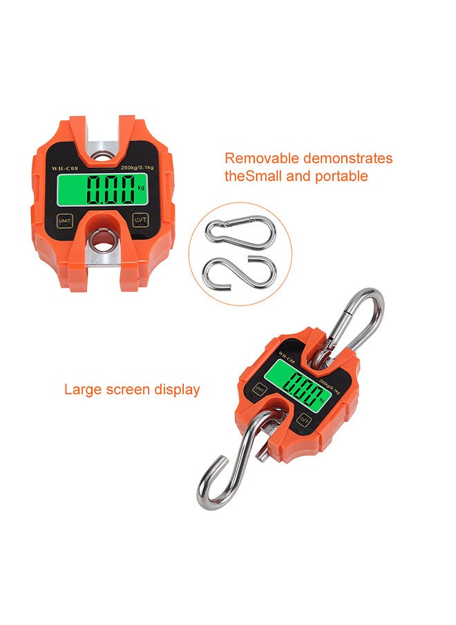 250kg Portable Hand Electronic Scale LCD Display with Backlight kg lb Catty One-Key Switch for Home Daily Items Outdoor Fishing Weighing