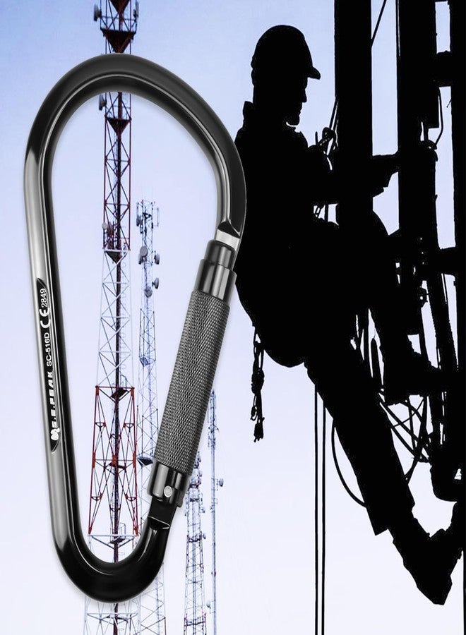 S.E.PEAK SEPEAK CE 22kN Large Alumn Auto Twist Locking Ladder Hook Carabiner, Professional Heavy Duty Lightweight Clip for Outdoor Tower Climbing, Aerial Work, Rescue, Fall Protection D Ring, Huge Opening Gate - Image 5
