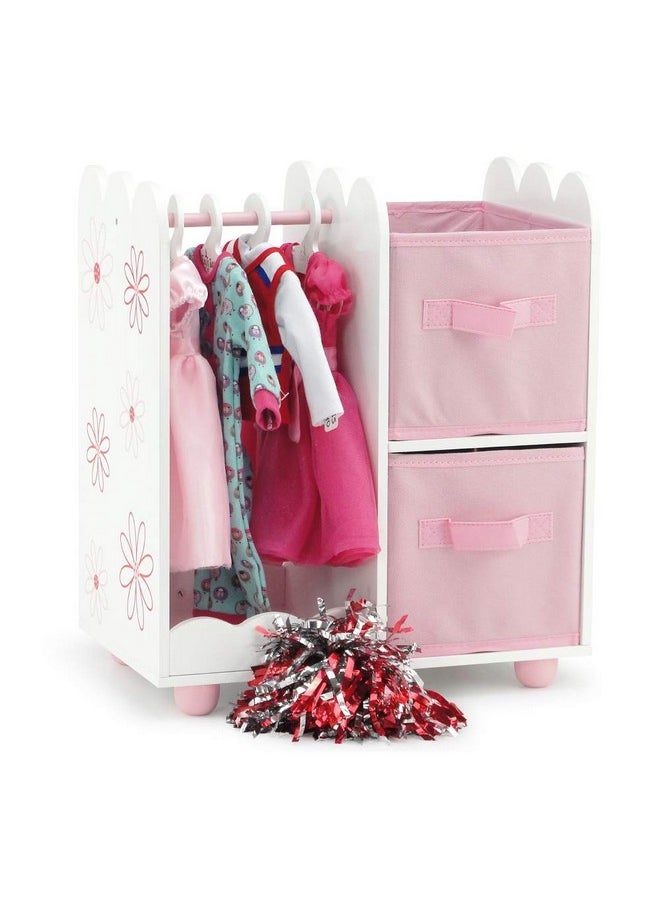 Emily Rose Doll Furniture 18 Inch Doll Clothes Open Closet Accessory Wooden Doll Accessories Furniture Toy Playsets With 5 Free Wooden 18" Doll Clothing Hangers And 2 Large Storage Bins  - Image 5