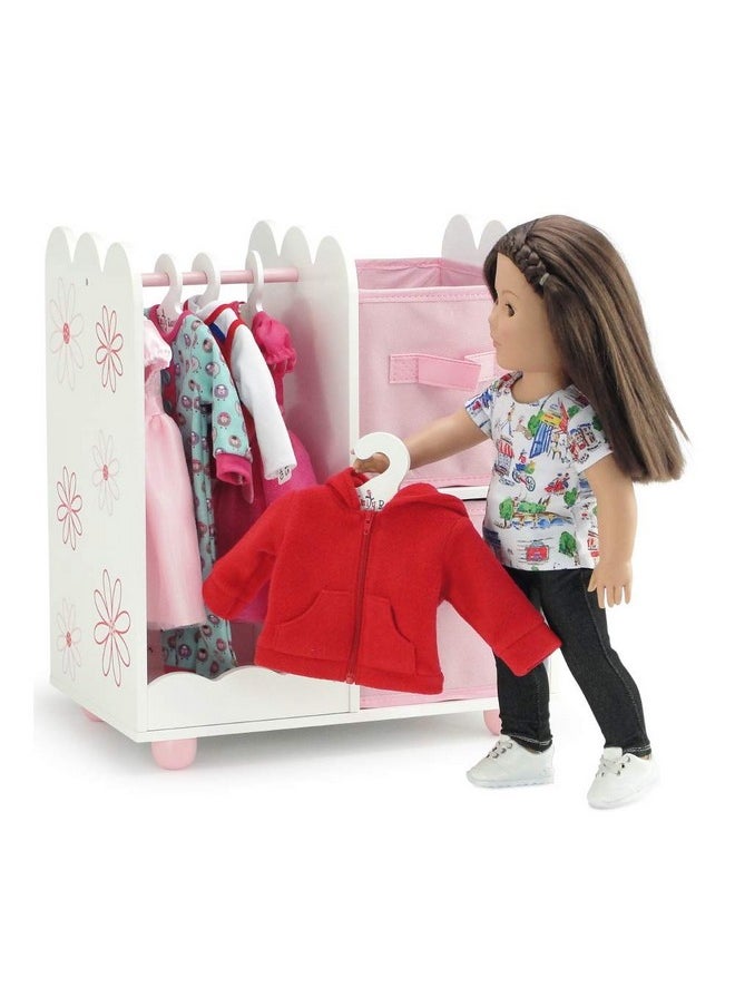 Emily Rose Doll Furniture 18 Inch Doll Clothes Open Closet Accessory Wooden Doll Accessories Furniture Toy Playsets With 5 Free Wooden 18" Doll Clothing Hangers And 2 Large Storage Bins  - Image 4
