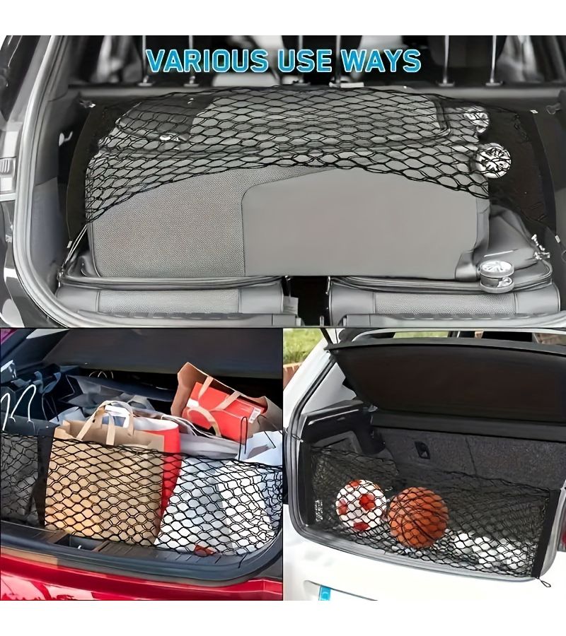 Black Elastic Car Trunk Storage Mesh Bag with Hooks for Motorcycle Bike Cars Trucks ATVs - Image 5