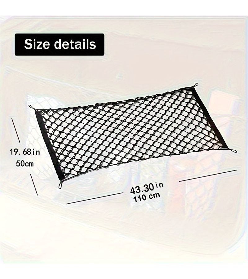 Black Elastic Car Trunk Storage Mesh Bag with Hooks for Motorcycle Bike Cars Trucks ATVs - Image 3