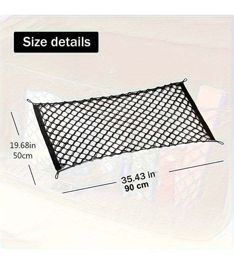 Black Elastic Car Trunk Storage Mesh Bag with Hooks for Motorcycle Bike Cars Trucks ATVs - Image 1