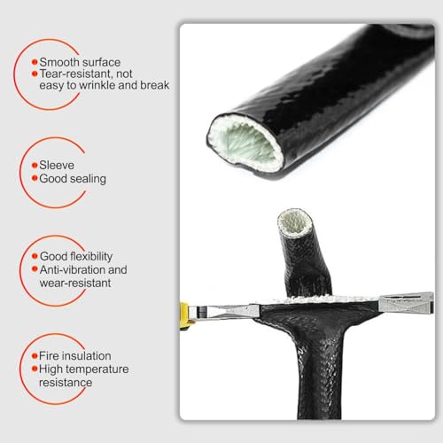BaiYiQing Heat Shield Fire Sleeve 1"(25.4mm) ID x 3.3FT Silicone Coated Fiberglass Heat Wrap Fire Thermo Armor for Automotive Hose Lines Wires & Electrical Wiring (Black) - Image 3