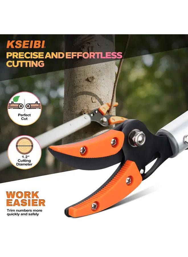 Tangerine Gardening Shears 3.5 Feet 1 Meter Lightweight Aluminum Rust Resistant Ergonomic Grip Cutting And Holding Pruning Scissors For Precision Trimming Garden Tools - Image 2