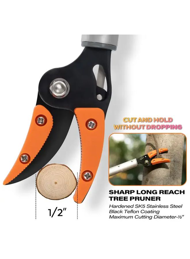 Tangerine Gardening Shears 3.5 Feet 1 Meter Lightweight Aluminum Rust Resistant Ergonomic Grip Cutting And Holding Pruning Scissors For Precision Trimming Garden Tools - Image 1