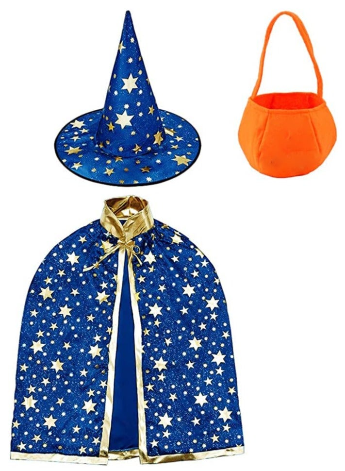 VUCATIN Festival Costumes Cosplay Kids Wizard Party Costume Cloak Fancy Dress Witch Cape With Candy Bag Hat for Boys Girls Toddlers  - Image 1