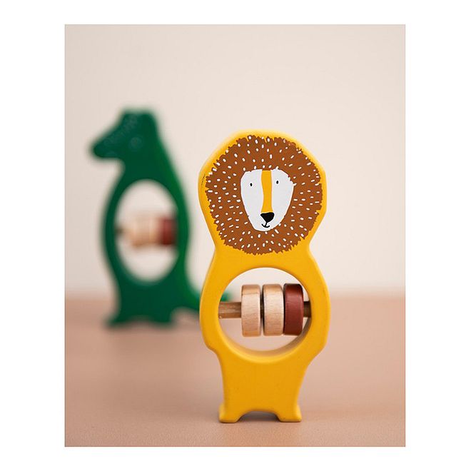 Trixie Mr Lion Wooden Rattle for Infants 2M+, Cheerful Bead Movement, 100% Beech Wood, Water-Based Paints, 11x5x1.5cm - Image 3