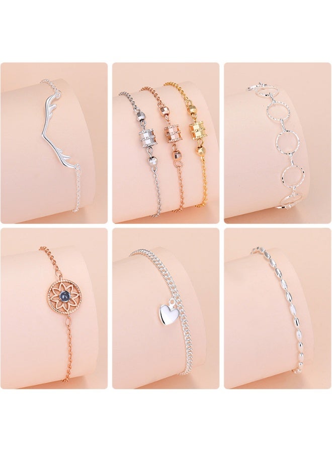 S925 pure silver bracelet niche jewelry Korean style temperament Korean retro female ins style high-end couple silver jewelry bracelet jewelry