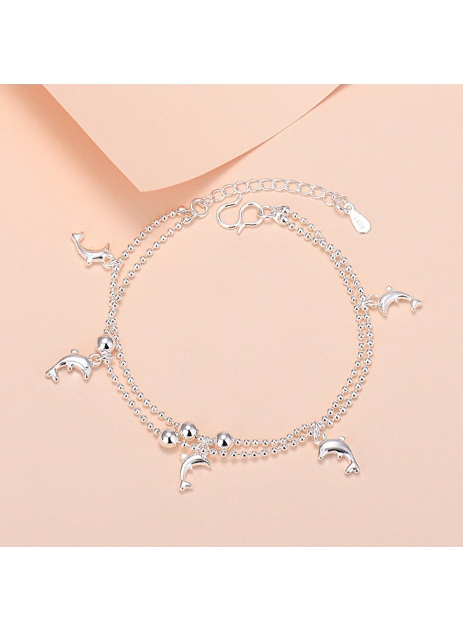 S925 pure silver bracelet niche jewelry Korean style temperament Korean retro female ins style high-end couple silver jewelry bracelet jewelry