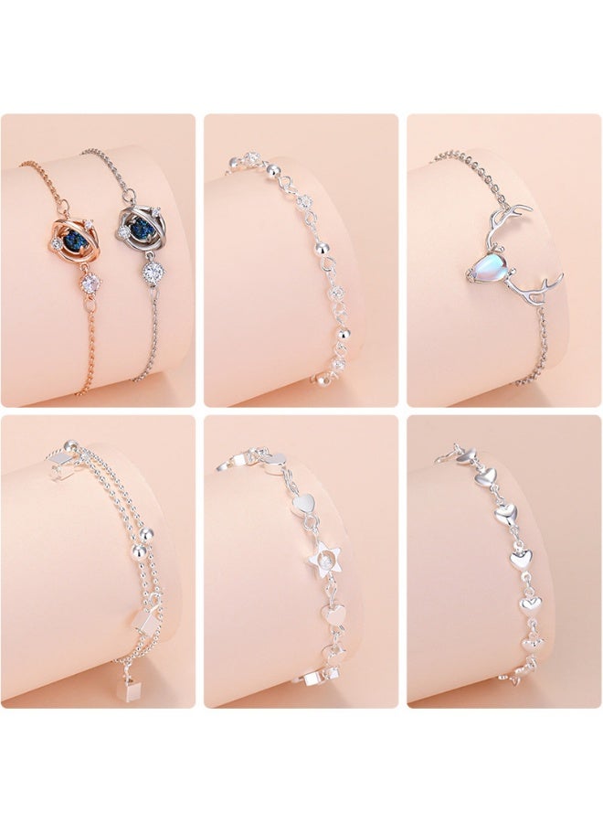S925 pure silver bracelet niche jewelry Korean style temperament Korean retro female ins style high-end couple silver jewelry bracelet jewelry
