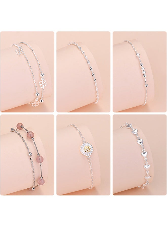 S925 pure silver bracelet niche jewelry Korean style temperament Korean retro female ins style high-end couple silver jewelry bracelet jewelry