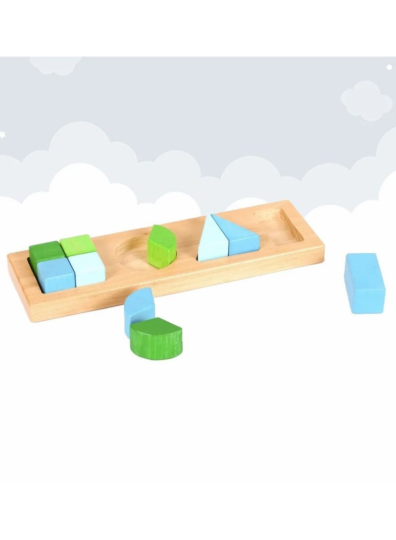 Montessori-Style Wooden Geometric Shape Matching Board – Macaron Shapes for Color & Category Learning