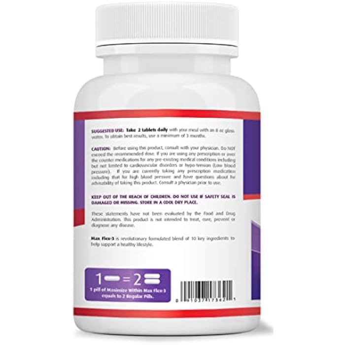 Maximum Slim Max Flex-3 Pain Relief Formula with Green Lipped Mussel - 60 Count - Image 3