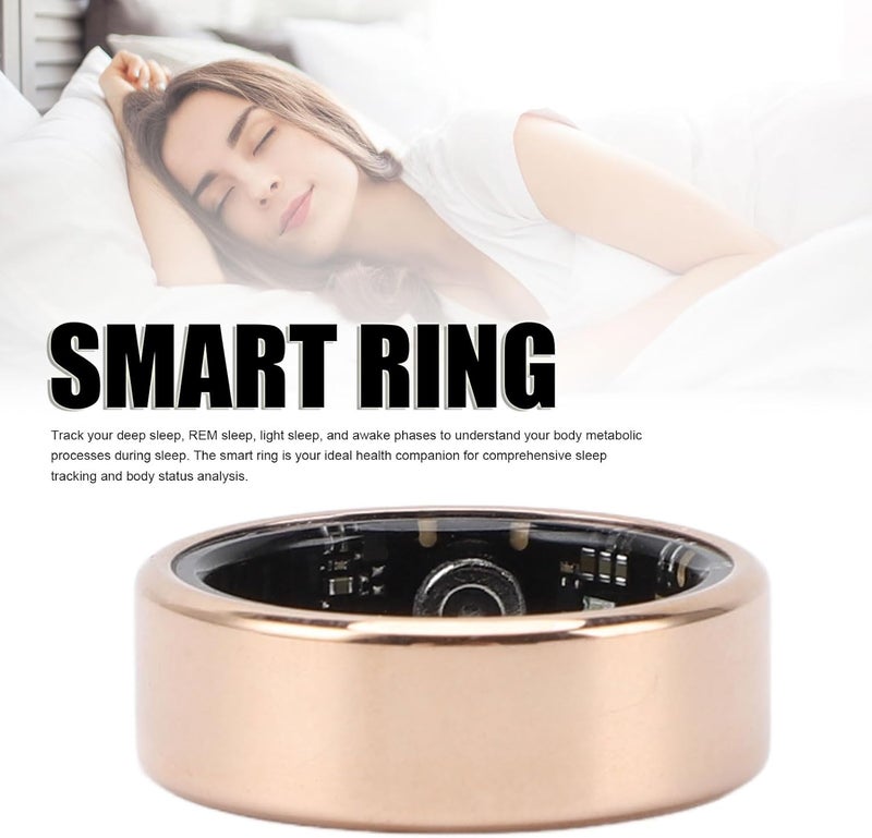 Smart Ring Health Tracker, Size 8 Step Counter Waterproof Fitness Sleep Tracking Ring Step Counter Waterproof Fitness Ring Fitness Tracker Ring 24 Hours Monitor for 5-7 Days Battery Life (Rose Gold) - Image 2