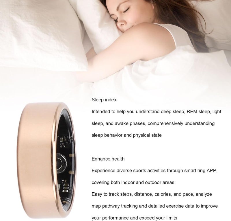 Smart Ring Health Tracker, Size 8 Step Counter Waterproof Fitness Sleep Tracking Ring Step Counter Waterproof Fitness Ring Fitness Tracker Ring 24 Hours Monitor for 5-7 Days Battery Life (Rose Gold) - Image 3