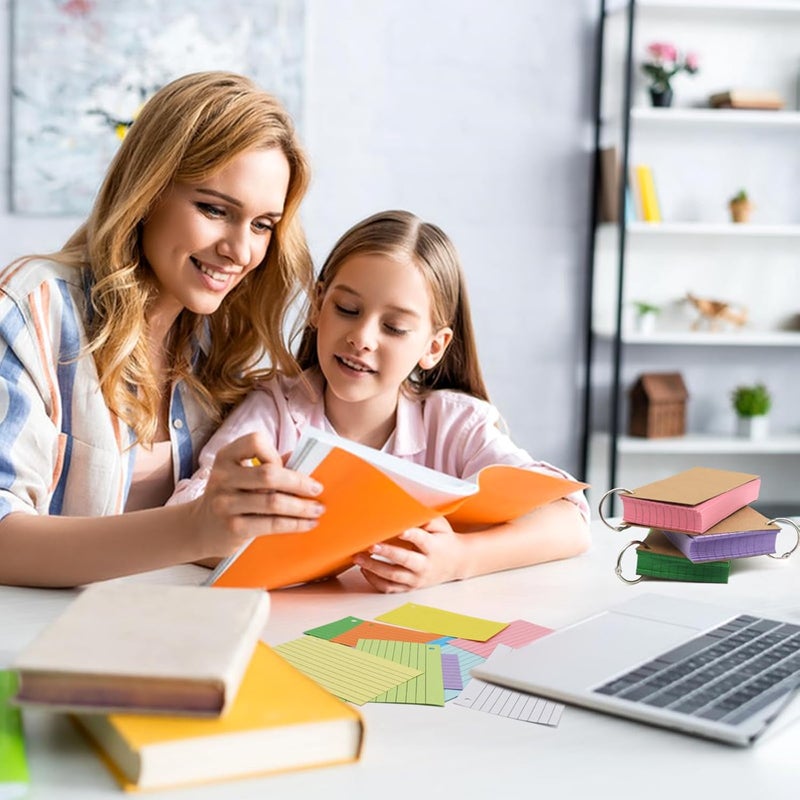 Lovppy 1000 PCS Index Cards 3x5 Inches Colored Flash Cards with Ring, Punched Lined Flashcards Ruled Index Cards Notecards Study Cards Heavy Note Cards for Studying, Learning, School, College, Memory - Image 5