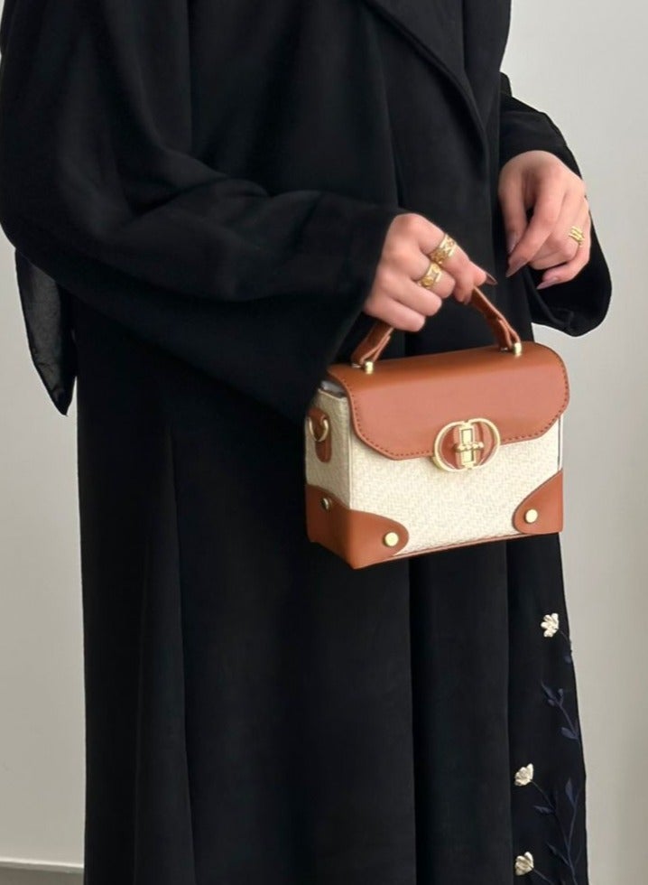 Generic Brand حقيبة يد وكتف بتصميم صيفي مميز من الجلد والخيش - Image 1