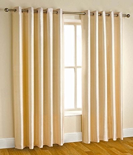 Jiyansh Decor 9Ft Curtain Drapes for Long Door Solid Crush Panels for Home and Office Decor Polyester Eyelet Curtains for Living Room Kitchen Hall Pack of 2 4 x 9 Feet Cream  - Image 1
