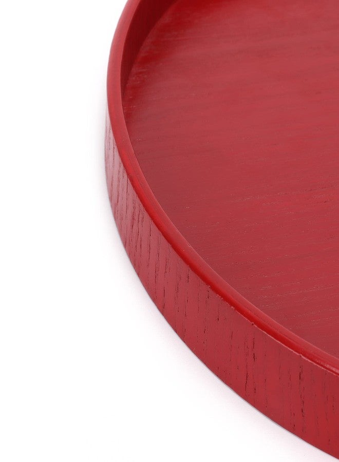Srliya Red Round Wooden Plate 24cm, Food Grade Serving Tray for Fruit, Snacks, Cutlery – Durable MDF Wooden Board for Kitchen, Home, Café, Restaurant - Image 5