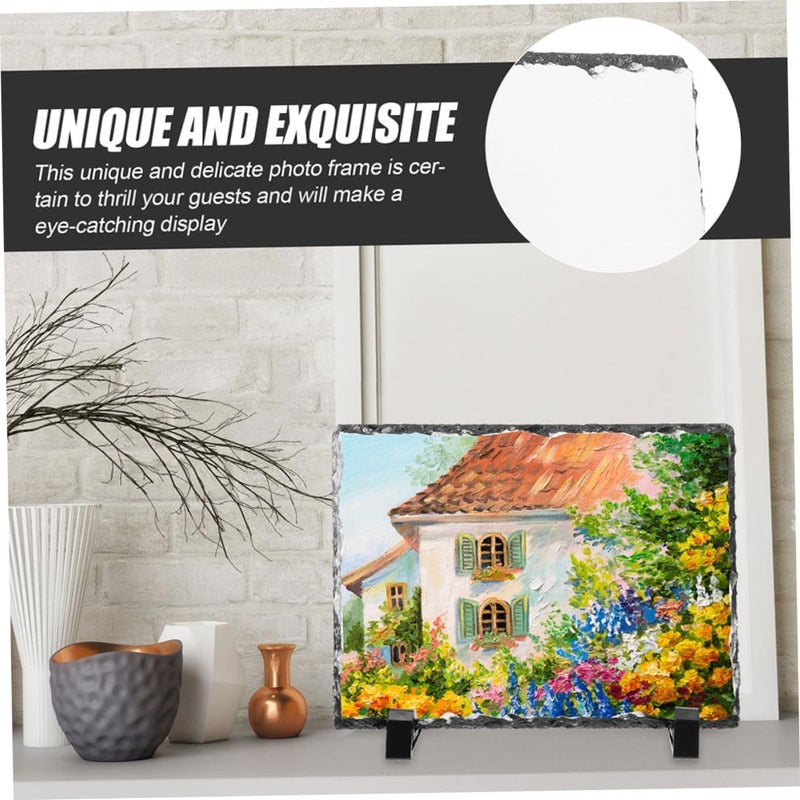Sublimation Blank Photo Frame 14x19.5cm Glossy Rock Slate DIY Heat Transfer Picture Frame for Desktop Home Décor - Image 5