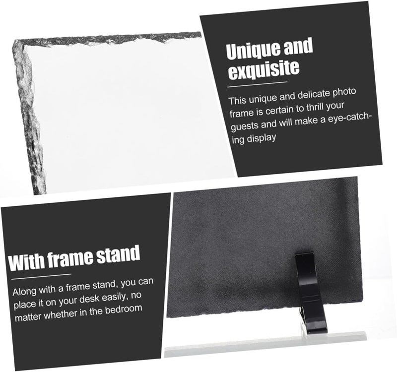 Sublimation Blank Photo Frame 14x19.5cm Glossy Rock Slate DIY Heat Transfer Picture Frame for Desktop Home Décor - Image 3