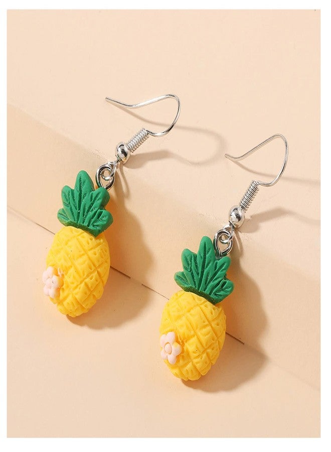 Frodete Tropical Pineapple Earrings for Women Colorful Summer Fruit Jewelry Y2K Statement Dangle Earrings Vacation Island Style Resin Accessories - Image 5