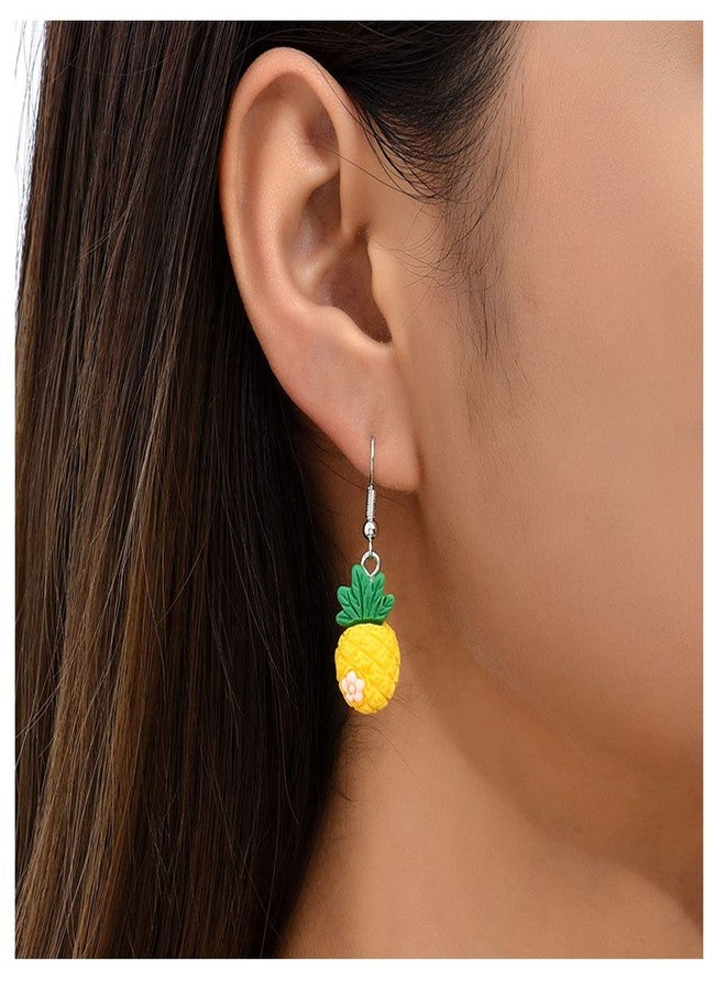 Frodete Tropical Pineapple Earrings for Women Colorful Summer Fruit Jewelry Y2K Statement Dangle Earrings Vacation Island Style Resin Accessories - Image 2