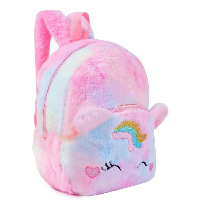 Frantic Kids Soft Animal Cartoon Travelling School Bag Soft Plush Backpacks Boys Girls Baby for 2 to 5 Years Baby/Boys/Girls Nursery, Preschool (Multi Sweet Cat Furr) - Image 2