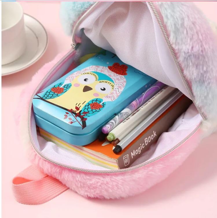 Frantic Kids Soft Animal Cartoon Travelling School Bag Soft Plush Backpacks Boys Girls Baby for 2 to 5 Years Baby/Boys/Girls Nursery, Preschool (Multi Sweet Cat Furr) - Image 5