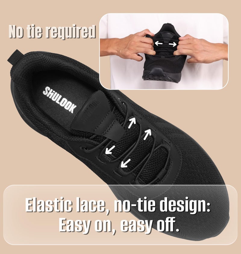 SHULOOK Non Slip Work Shoes for Men Slip Resistant Kitchen Chef Slip On Work Sneakers Restaurant Food Service Footwear Comfortable Mesh Walking Shoes Black Size 9.5 - Image 4
