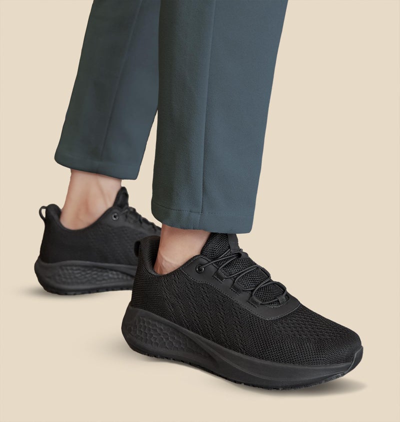 SHULOOK Non Slip Work Shoes for Men Slip Resistant Kitchen Chef Slip On Work Sneakers Restaurant Food Service Footwear Comfortable Mesh Walking Shoes Black Size 9.5 - Image 2