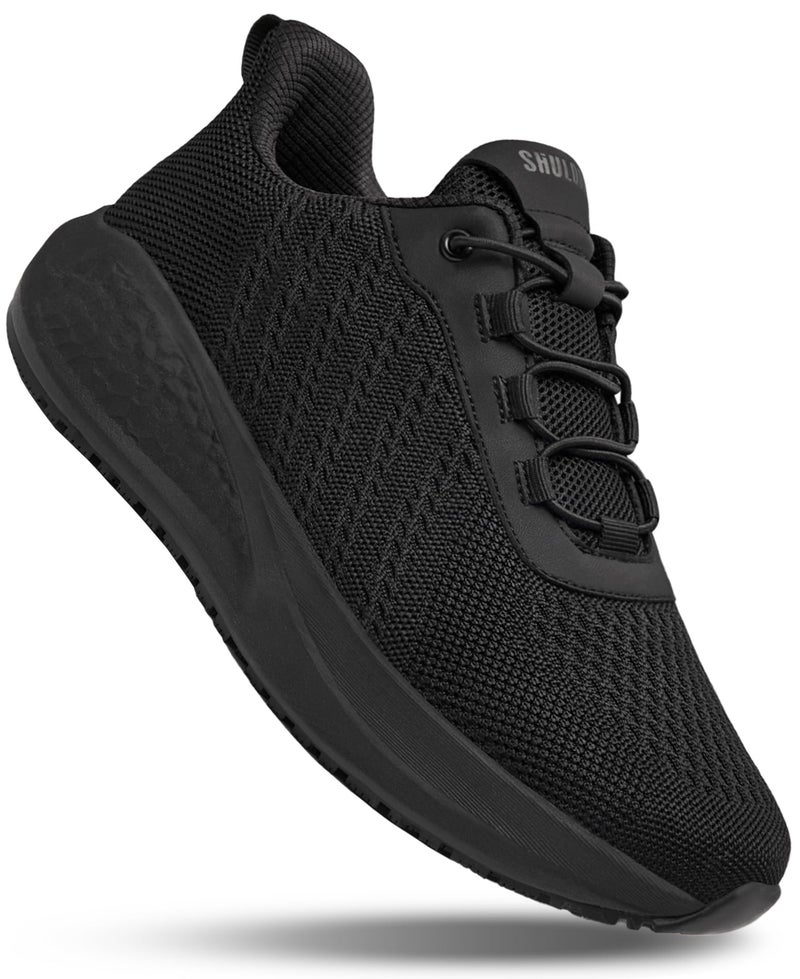 SHULOOK Non Slip Work Shoes for Men Slip Resistant Kitchen Chef Slip On Work Sneakers Restaurant Food Service Footwear Comfortable Mesh Walking Shoes Black Size 9.5 - Image 1
