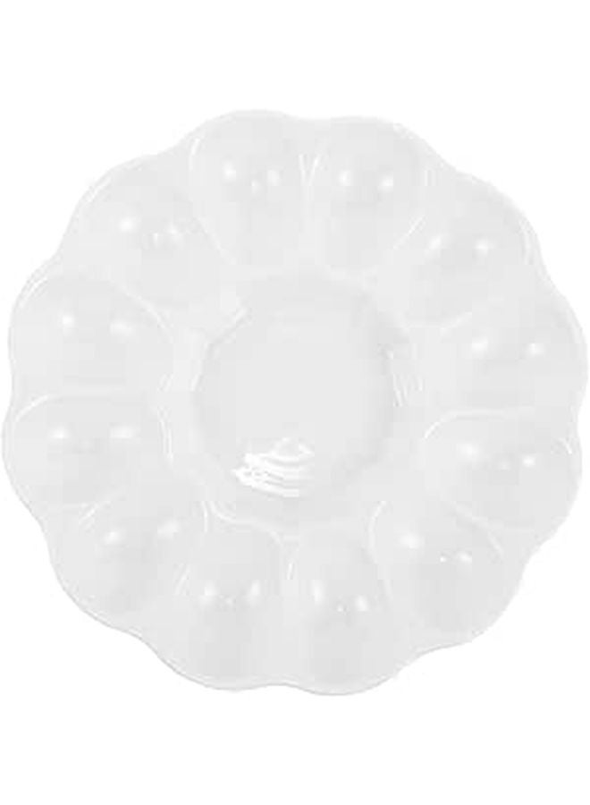 White Ceramic Deviled Egg Platter Easter Appetizer Serving Tray Dishwasher Safe For Holidays Parties - Image 1