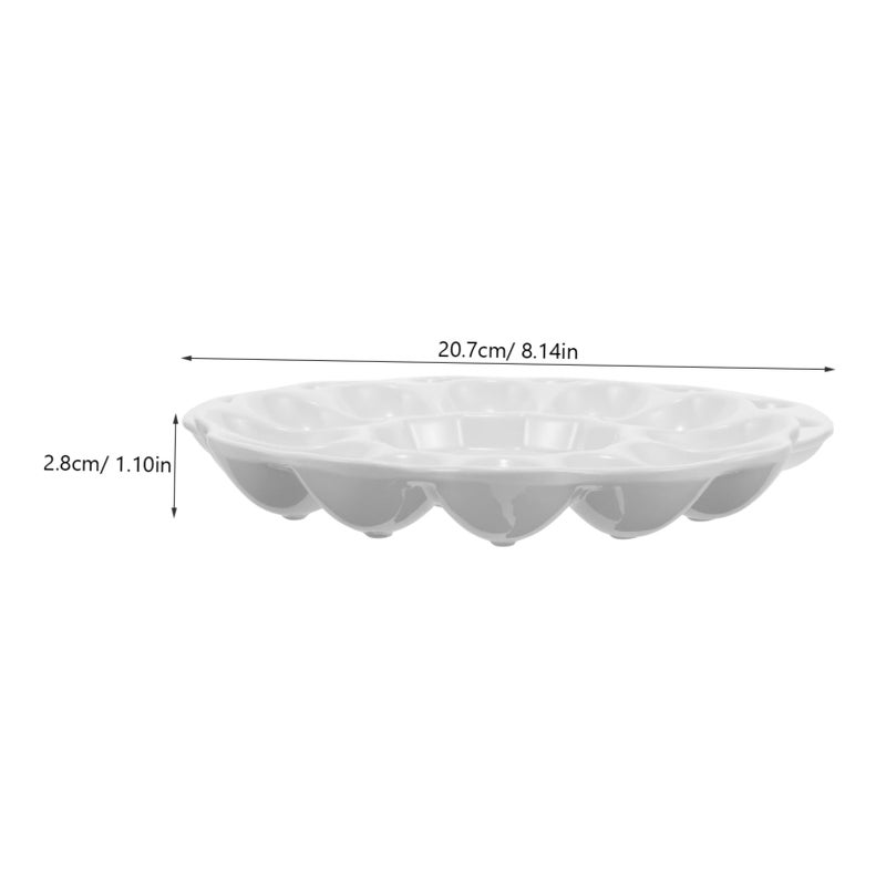 White Ceramic Deviled Egg Platter Easter Appetizer Serving Tray Dishwasher Safe For Holidays Parties - Image 3