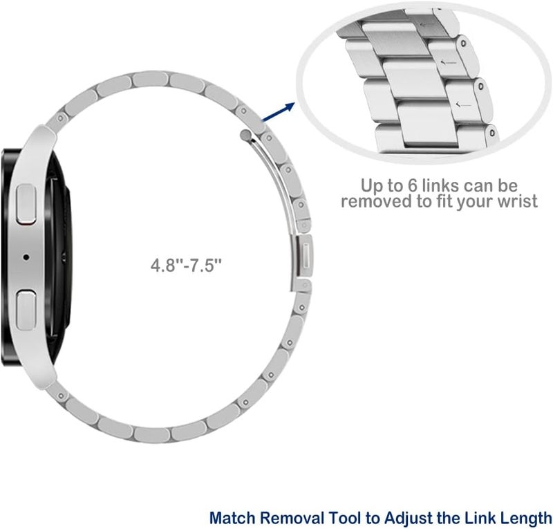 Simpeak Band Compatible with Samsung Galaxy Watch 7 6 5 4 40mm44mm 20mm Watch Bands Stainless Steel Bands Compatible with Galaxy Watch Active 2Active Women Men Wirstband Silver - Image 5