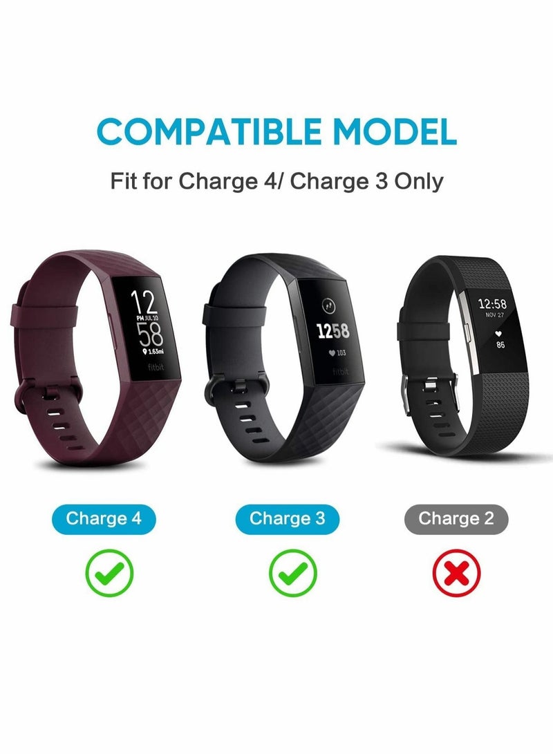 Captaintech Charger Cable Compatible with Fitbit Charge 3/Charge 4, 2 Pcs Replacement USB Charging Cradle Dock Stand Cable Smart Watch Adapter for Fitbit Charge 3/Charge 4(3.3 ft/1.6ft) - Image 2