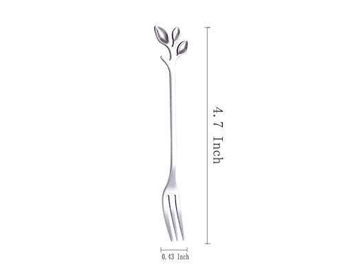 AnSaw 10-Piece Silver Mini Leaf Dessert Forks Set - 4.7" Elegant Stainless Steel Fruit, Appetizer, Cake & Salad Forks - Perfect for Cocktail Parties & Home Use - Image 2