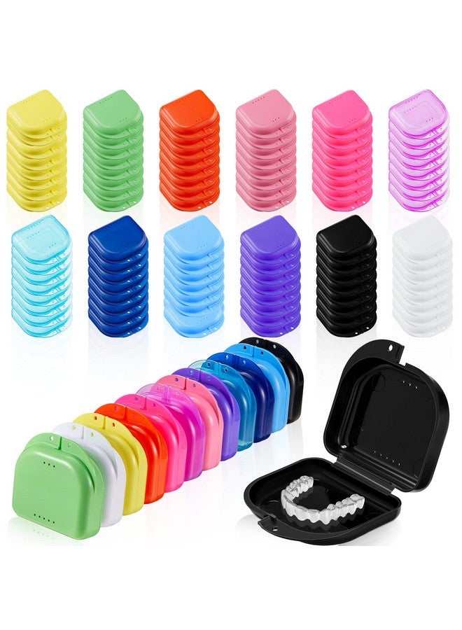 Sherr 120 Pcs Dental Retainer Case with Holes Denture Case 12 Colors Mouth Guard Case Muticolor Retainer Holder False Teeth Container Denture Holder Retainer Container Case for Travel Office Home - Image 1